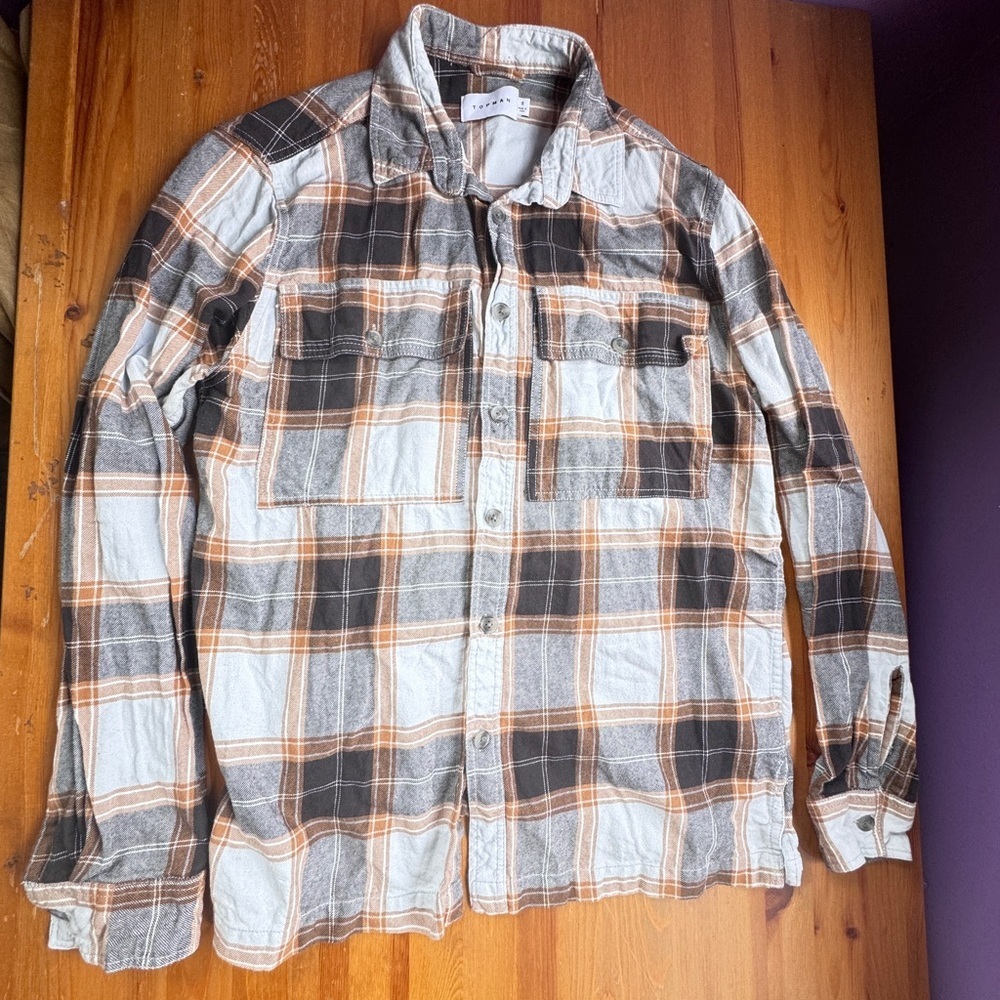 Top man plaid flannel shirt size small